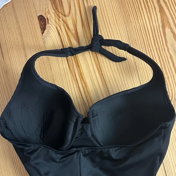 Magicsuit Miraclesuit One Pc Swimsuit Sz 16DD 16 DD XL 1X Black Halter Ruched - Picture 3 of 5